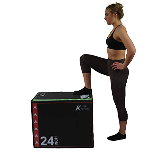 KEFL 3 IN 1 Soft Plyo Jump Box, Plyometric Aerobic Jump Box for Intense Cardio, Cross Training for Gym, Home, Fitness workout - 3 sides, 76cm x 61cm x 51cm (30