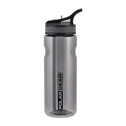 Polar Gear Aqua Grip Bottle – BPA-Free Reusable Sports Water Bottle & Foldable Straw – Drink at the Gym, in the Car & Outdoors – Clear Tritan Plastic & Dishwasher Safe – Black, 650ml