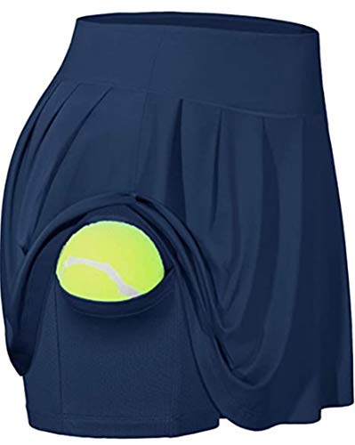 Fliegend Women's Girls Pleated Skirt High Waist Mini Skirt Tennis Skirts Elastic Yoga Jogging Running Fitness Shorts Skater Skirt S-2XL - Blue - XL