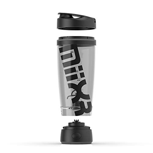 MiiXR AA Electric Shaker Bottle by PROMiXX for Super Smooth Protein Shakes | Premium Odour & Stain-Resistant, Easy-to-Clean Bottle (600ml | Black/Grey)