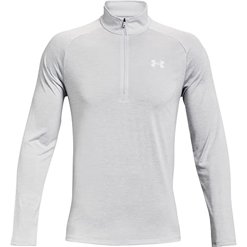 Under Armour Men's Tech 2.0 1/2 Versatile Warm Up Top for Men Light and Breathable Zip Up Top Working Out, Halo Gray/White, M UK