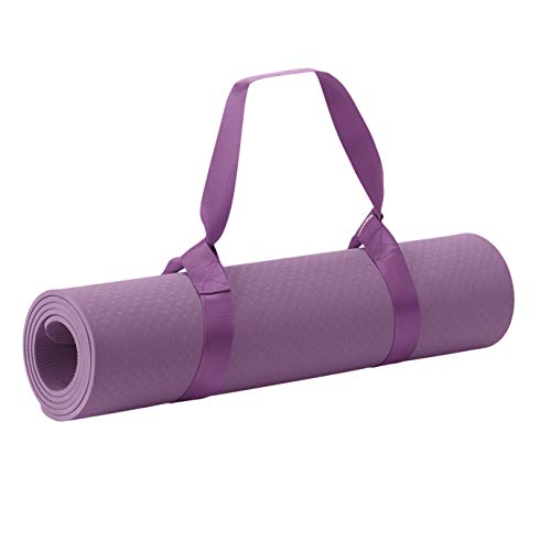 Amazon Basics 0.6 cm Thick TPE Yoga Mat 6 Piece Set, Purple