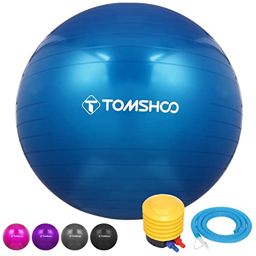 TOMSHOO Exercise Ball, Anti-Burst Gym Ball Yoga Ball With Air Pump Thickened Fitness Ball for Fitness, Pilates, Stability Balance for Physical Fitness, 45cm 55cm 65cm 75cm