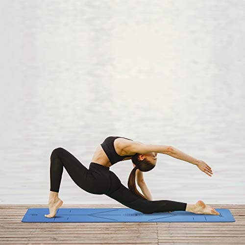 Yoga World Alignment Yoga Mat - Non-Slip & Anti-Skid TPE Rubber Underside - Soft, Thick & Durable Exercise Equipment for Pilates & Home Workout - Floor Cushion 185 x 68 x 0.4cm
