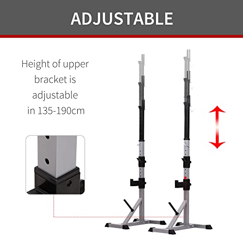 HOMCOM Weights Bar Barbell Rack Squat Stand Adjustable Portable Weight Lifting Suitable For Home Gym Training Work Out