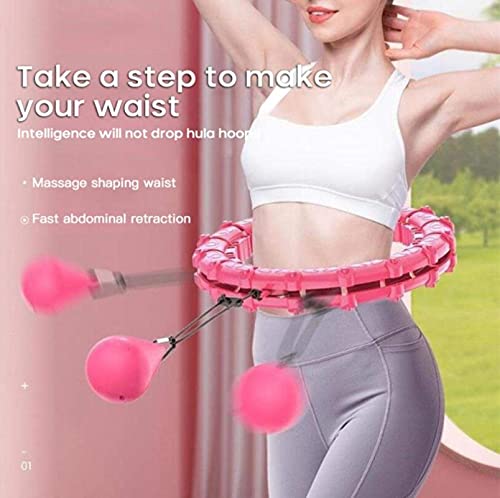 FSJD Smart Weighted Hula Hoop for Adults,360°Auto-Spinning Non Dropping Abdomen Fitness, Fitness Weight Loss and Massage, 24 Knots Detachable Weighted Hula Smart Hoops