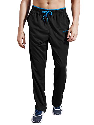 ZENGVEE Jogging Pants for Men Lightweight Tracksuit Bottoms Elasticated Waist Athletic Joggers Trousers Men Sweatpants with Phone Pockets for Workout,Gym,Running,Home-Wear(0316Black Blue-XL)
