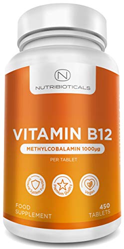 Vitamin B12 Methylcobalamin 1000mcg 450 Tablets (15 Month Supply) | Reduction of Tiredness and Fatigue & Normal Function of The Immune System