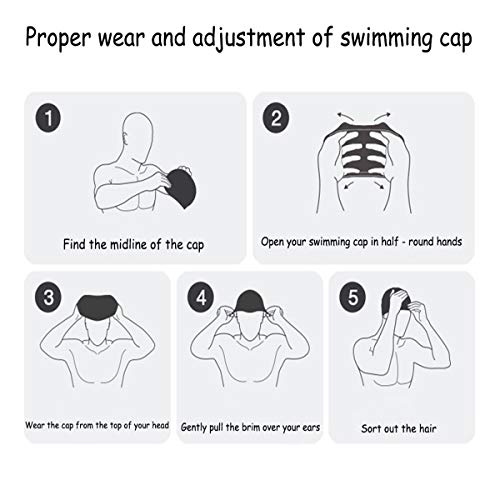 Traling Silicone Swimming Cap Adult, Waterproof Swim Hat for Men and Women Ladies Short Hair, With Anti-Tear Ergonomic Design Ear Pocket, Free Nose Clip and Ear Plugs (Purple)