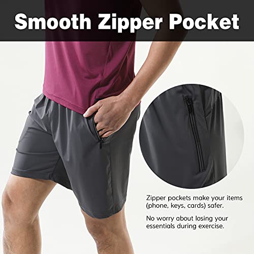 Lixada Men's Sport Shorts Running Shorts with Zipper Pockets Quick Dry Lightweight Pants Workout Running Training Weightlifting Joggers