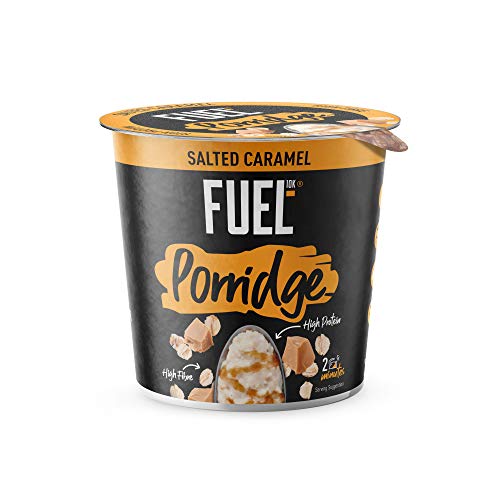 FUEL10K Porridge Pots, Salted Caramel - 8x70g - High Protein On The Go Breakfast