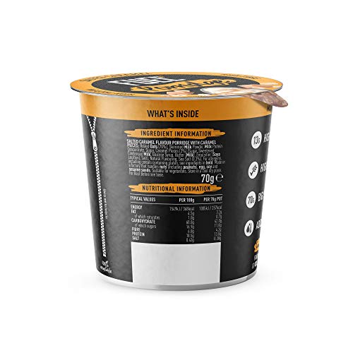 FUEL10K Porridge Pots, Salted Caramel - 8x70g - High Protein On The Go Breakfast