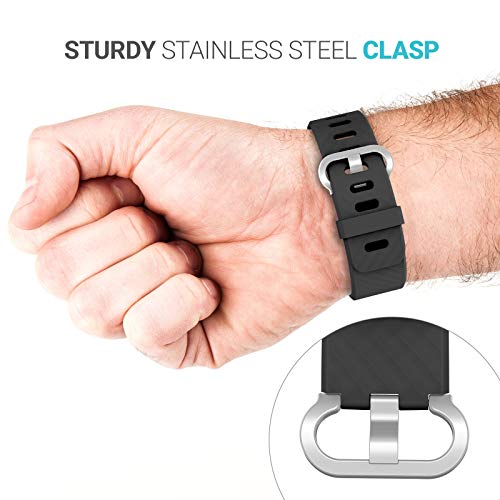 Yousave Accessories Compatible Strap For Fitbit Charge 3, Fitbit Charge 4, Silicone Fitbit Charge 3 Wristband, Sport Wrist Strap for the Fitbit Charge 3 and 4 - Small - Black