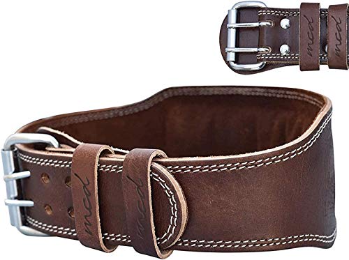 MCD Leather Weight Lifting Belt Men & Women Adjustable Leather Gym Belt Fitness Weight Training Squat Belt, Bodybuilding, Functional Training, Exercise, Deadlift, Powerlifting Belt 4” & 6” Size