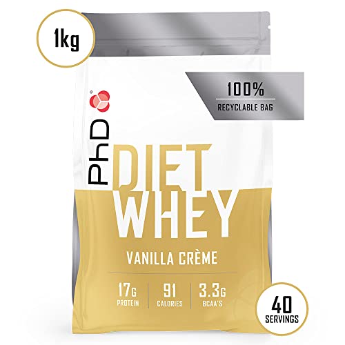 PhD Nutrition Diet Whey High Protein Lean Matrix, Vanilla Crème Diet Whey Protein Powder, High Protein, 40 Servings Per 1 kg Bag