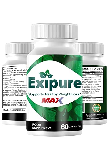 EXIPURE MAX Food Supplement, Supports Healthy Weight Loss - 60 Capsules - Fitness Hero Supplements