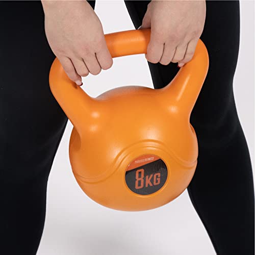 Phoenix Fitness Unisex RY932 Vinyl Kettlebell - Heavy Weight Kettle Bell for Strength and Cardio Training, Orange, 8KG