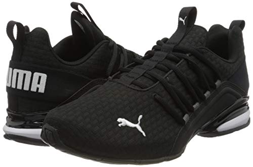 PUMA Men's Axelion Block Running Shoes, Black Black White 01, 8 UK