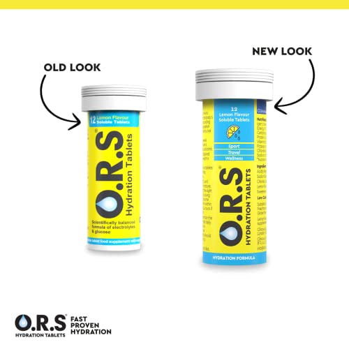 O.R.S Hydration Tablets with Electrolytes, Vegan, Gluten and Lactose Free Formula – Natural Lemon Flavour, 24 Tablets
