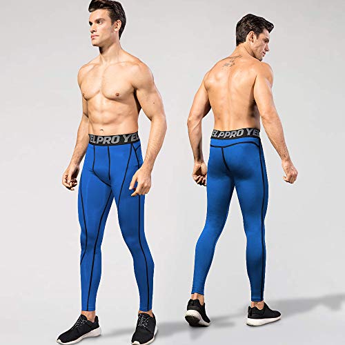 Yuerlian 3 Pack Mens Compression Leggings Cool Dry Sport Pants Running Gym Tights