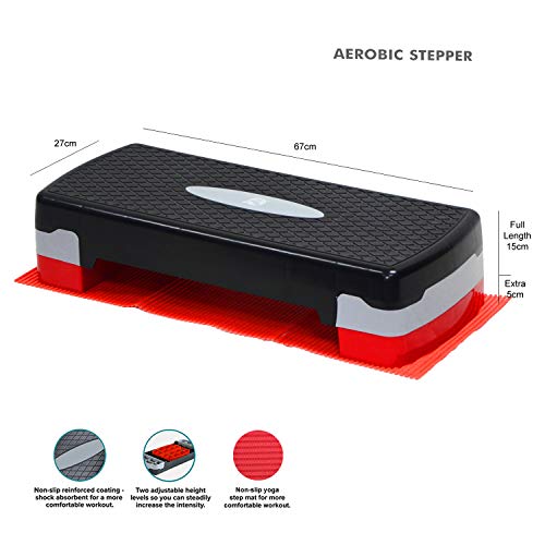 Denny International® Aerobic Exercise Adjustable up to 2 Levels Stepper Yoga Fitness Gym Home Training Step