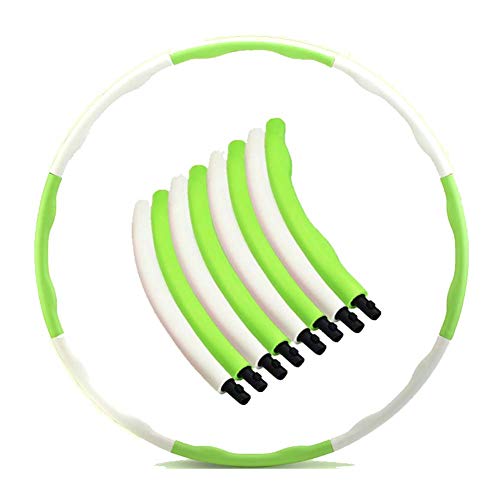 8PCS Hula Hoop Fitness Sport Weighted, Removable Foam Hoop Adult Children Professional Exercise Sport Outdoors, Body Building Thin Waist Fitness Equipment,Green
