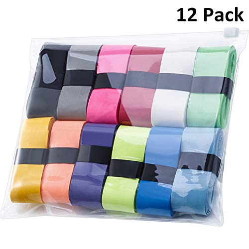Jovitec Tennis Badminton Rackets Grips Overgrips Tape for Anti-slip and Absorbent Grip, Multicolor (12 Pieces, Color B)