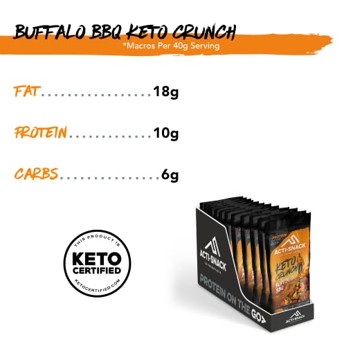 ACTI-SNACK Buffalo BBQ Keto Crunch 12 x 40g | Sports Nutrition Snacks, Protein on The Go - Buffalo BBQ Almonds, Cashews & Pumpkin Seed Mix, Keto Certified, High Protein Snack