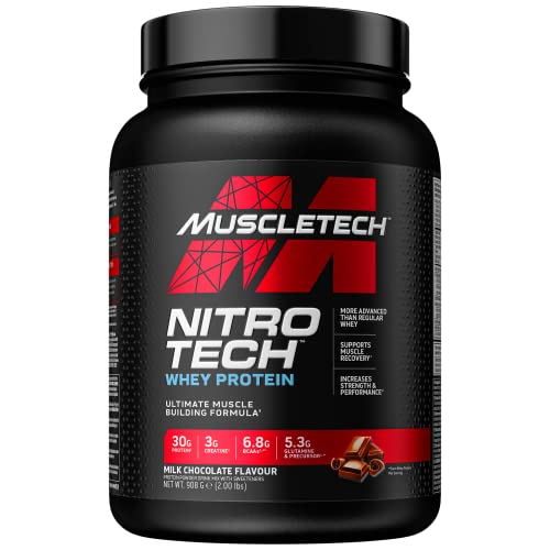 Muscletech. Nitro-Tech Protein Powder, Muscle Building Formula 2lb, 20 servings. Milk Chocolate Flavour (Packaging May Vary) - Gym Store