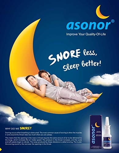 Asonor Snoring Nasal Spray (30ml) – Effective Snore Stopper Drops for Better Sleep – Snore Relief Remedy – Opens Up The Throat Air Passage – Enables Better Breathing – Natural Anti-Snoring Solution