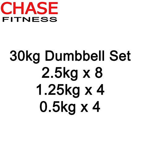 Chrome Cast Iron Dumbbell/Barbell 30kg Set