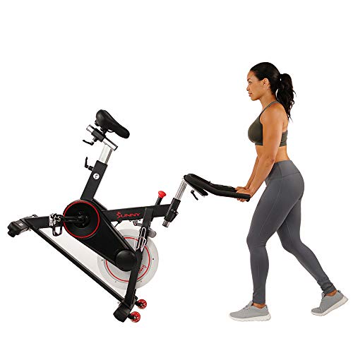 Sunny Health & Fitness Indoor Cycling Wheel with Magnetic Belt Drive, 136kg Max Weight, 20kg Flywheel, Pedal Hook SF-B1805 Tablet Holder, Adjustable Saddle & Handlebar, Home Trainer