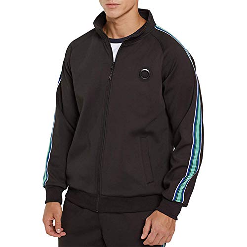 AOTORR Mens Tracksuit Sets Bottoms Full Zip Joggers Gym Suit Jacket and Trousers Black X-Large
