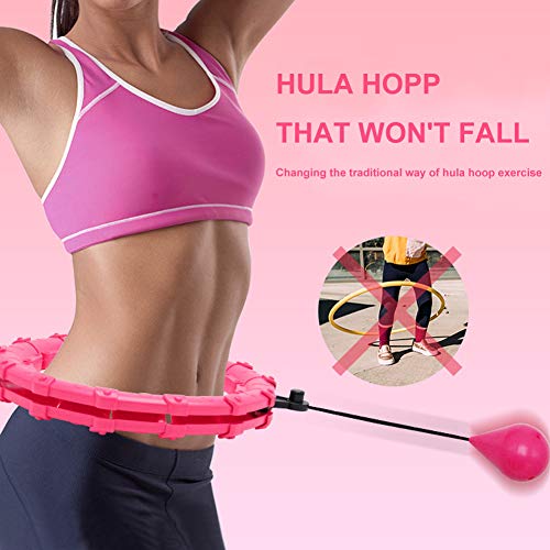 CXING Weighted Hula Hoop of Adult, 24 Knots Detachable Smart Fitness Always Spinning Hoola Hoops for Womens and Mans, for Slimming, Workout, Aerobic, Exercise (Pink) - Gym Store