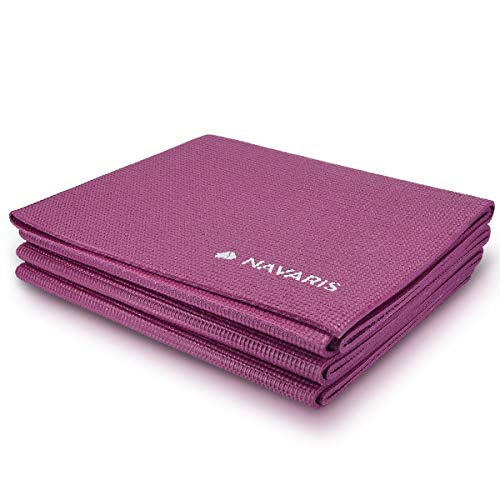 Navaris Foldable Yoga Mat for Travel - 4mm Thick Exercise Mat for Yoga, Pilates, Workout, Gym, Fitness - Non-Slip Folding Portable Outdoor Camping Mat