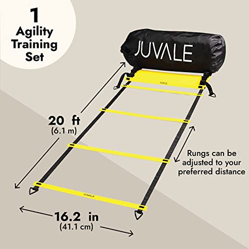 Juvale Agility Training Equipment with Ladder, 6 Disc Cones, Resistance Parachute for Speed Training, Football, Workout, Footwork