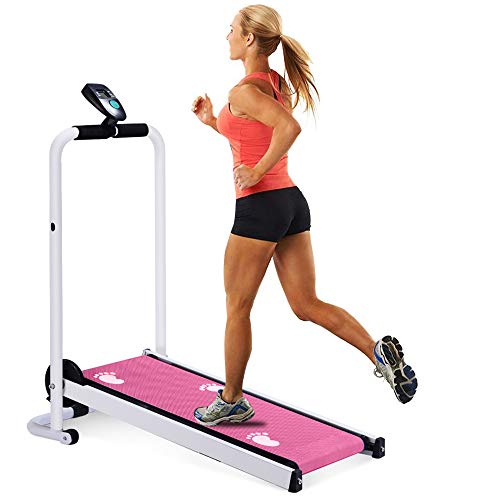 enheng Compact Folding Manual Treadmill for Home Portable Running Machine with Dashboard Mini Walking Machine Treadmill for Fitness Exercise