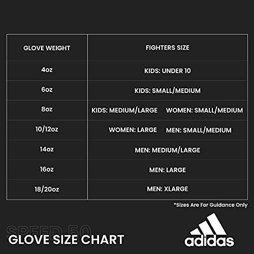 Adidas | Speed 50 Boxing Gloves for Men, Women & Kids | Intermediate Level PU Training Gloves | Perfect for Fitness Classes, Boxing Bag Workouts, and Sparring