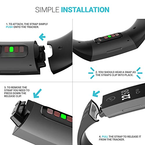 Yousave Accessories Compatible Strap For Fitbit Charge 3, Fitbit Charge 4, Silicone Fitbit Charge 3 Wristband, Sport Wrist Strap for the Fitbit Charge 3 and 4 - Small - Black