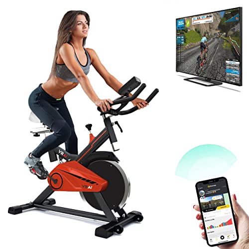 VRAi Fitness SB1000X Bluetooth Smart Exercise Bike | Kinomap, Smartphone Sport App Zwift Spin Bike | Live Video Streaming, Coaching & Training-Heavy Flywheel Gym Equipment for Home