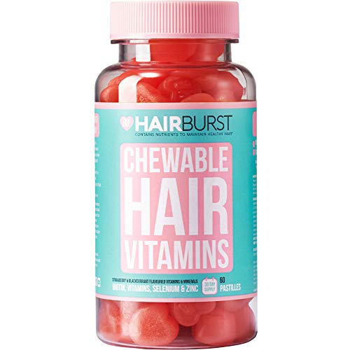 Chewable Hair Vitamins for Hair Growth - Anti Hair Loss & Thinning Hair Multivitamins - Skin Nails Hair Supplements for Women - Biotin Hair Regrowth Pills - 60 Chewy Gummy Tablets 1 Month - Hairburst