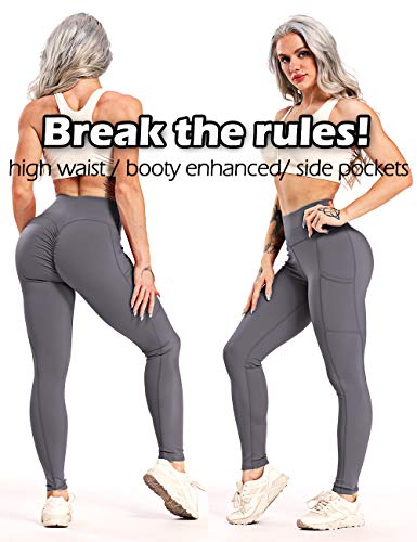 RIOJOY Scrunch Butt Lifting Yoga Pants with Pockets Women High Waisted Gym Leggings