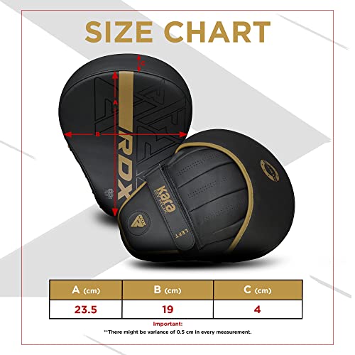 RDX Boxing Pads Curved Focus Mitts, Maya Hide Leather KARA Hook and jab Training Pads, Adjustable Strap Ventilated, MMA Muay Thai Kickboxing Coaching Martial Arts Punching Hand Target Strike Shield