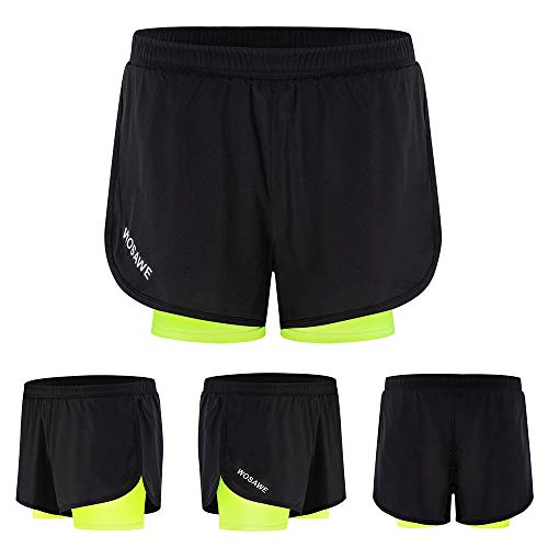 Lixada Mens Running Shorts 2-in-1 Quick Drying Breathable Cycling Shorts with Longer Liner for GymTraining Exercise Jogging