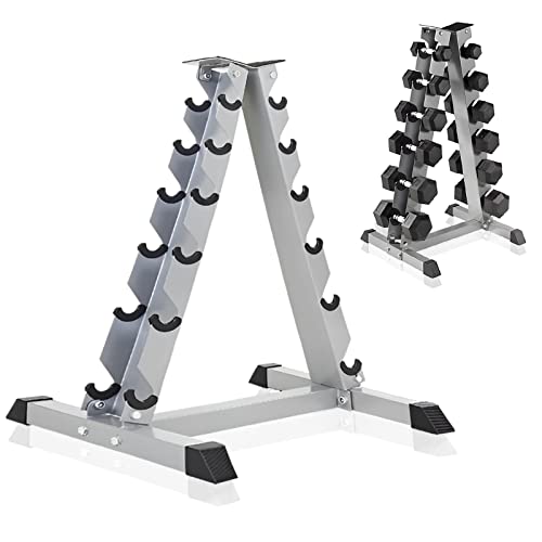 FK Sports Silver Dumbbell Rack Heavy Duty Steel Dumbell Racks 6 Tier, With 240 Kg Load Bearing Capacity Hex Weight Stand, Dumbbell Tree for Home Gym Dumbbells Storage Fitness Equipment - Gym Store