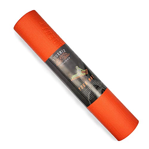 Phoenix Fitness Orange Yoga Mat - Exercise Mat for Pilates - Travel Non-Slip Multi Purpose Fitness Mat - Core Workout for Home, Gym, Yoga Studio