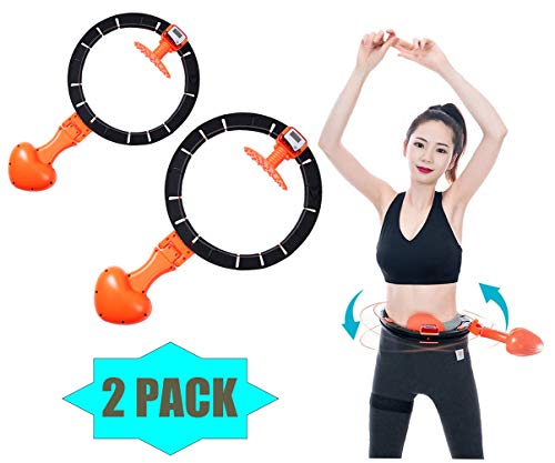 2 Packs Non Dropping Smart Hula Hoop, Weighted Hula Hoop with Intelligent Counting Adjustable Hoola Hoops 360°Rotating Hot