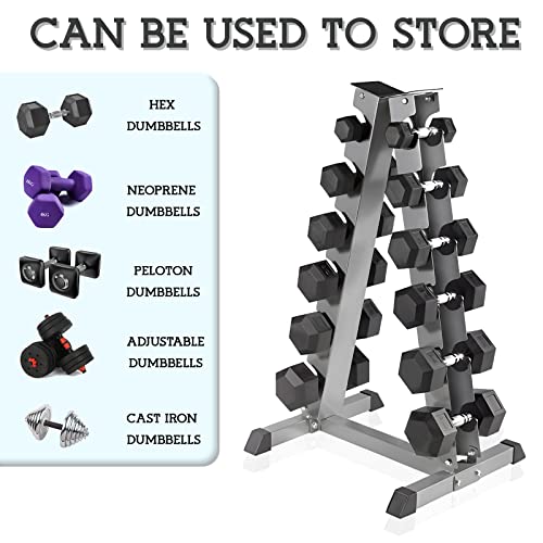 FK Sports Silver Dumbbell Rack Heavy Duty Steel Dumbell Racks 6 Tier, With 240 Kg Load Bearing Capacity Hex Weight Stand, Dumbbell Tree for Home Gym Dumbbells Storage Fitness Equipment