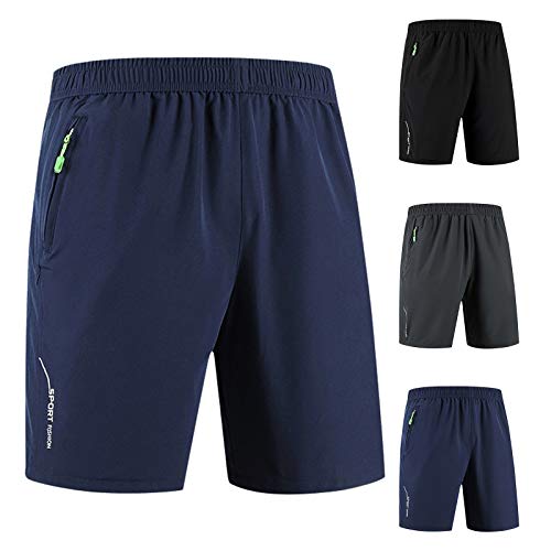 Goosuny Sports Shorts for Men Ultralight Quick Dry Gym Shorts Casual Workout Running Shorts Athletic Fitness Jogger Shorts with Zip Pockets Plus Size Loose Training Shorts