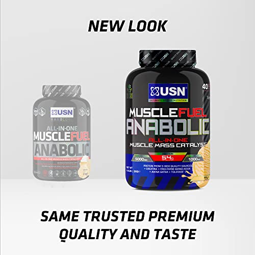 USN Muscle Fuel Anabolic Banana All-in-one Protein Powder Shake (2kg): Workout-Boosting, Anabolic Protein Powder for Muscle Gain - New Improved Formula